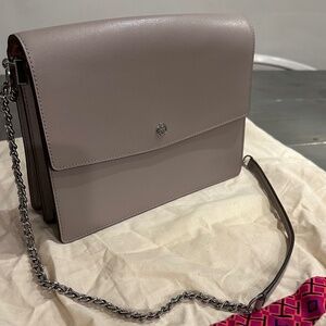 Tory Burch Large Chain Bag - Taupe and Silver